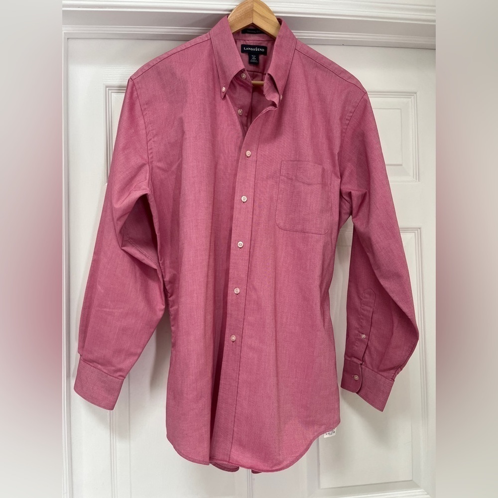 Lands End long sleeve button down dress shirt size 16 1/2 34